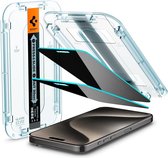 Glas.tR EZ Fit compatibel met iPhone 15 Pro Max, 2 Stuks, met sjabloon voor installatie, Privacy bescherming, Case friendly, 9H Gehard Glas