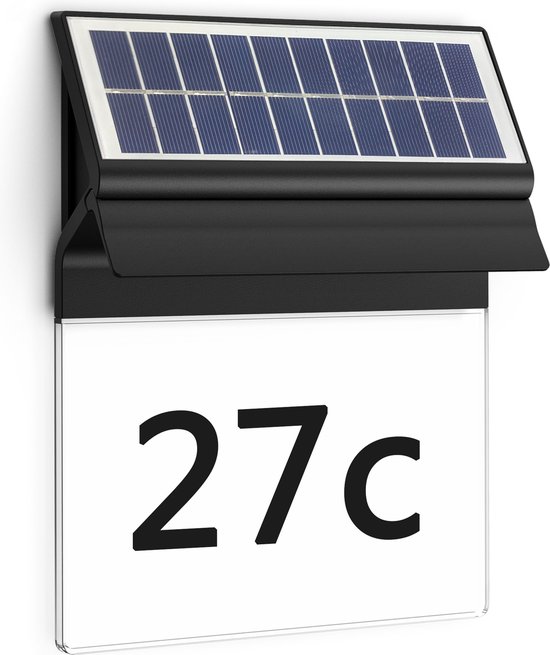Philips Enkara solar wandlamp met huisnummer - zwart