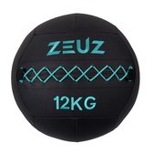 ZEUZ Premium Wall Ball 12kg - Adapté pour CrossFit & Fitness – Remplissage en mousse PU & Vinyle – Diamètre de 35 CM - Bleu