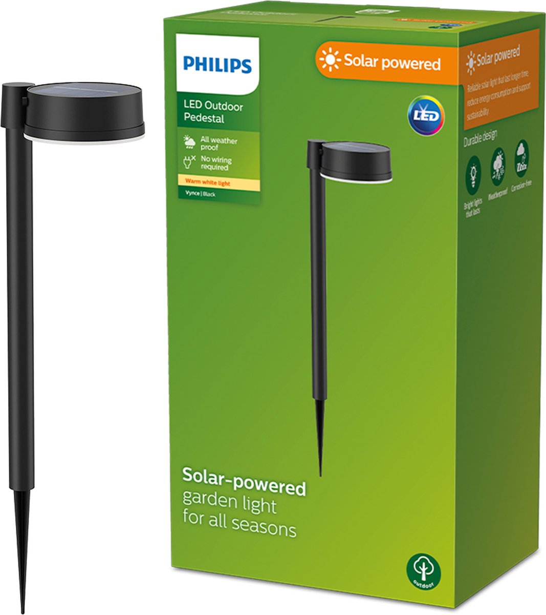 Philips Vynce sokkellamp met spies rond - zwart