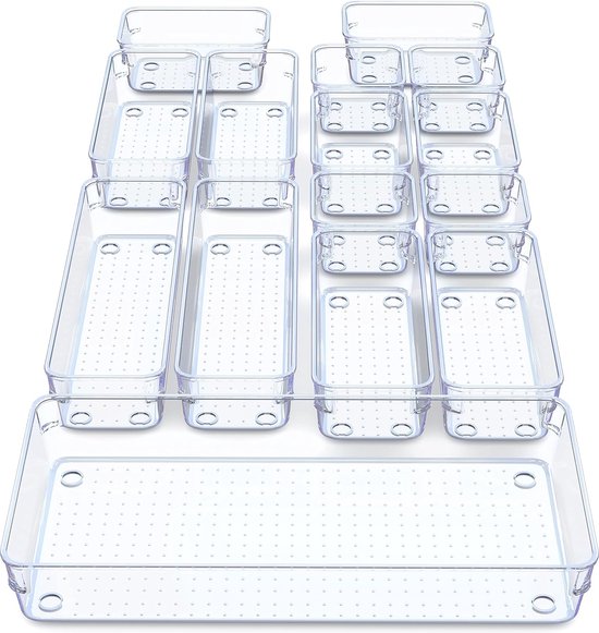 Lrocotanc Lade-organizer, 2 stuks, stapelbare transparante acryl make-up- organizer, transparant, badkamerorganizer voor wastafel, badkamer, slaapkamer