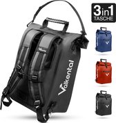 Valkental - 3in1 fietstas - ValkOne - ZWART - Geschikt als bagagetas, rugzak en schoudertas - Waterdicht & Reflecterend - 23L