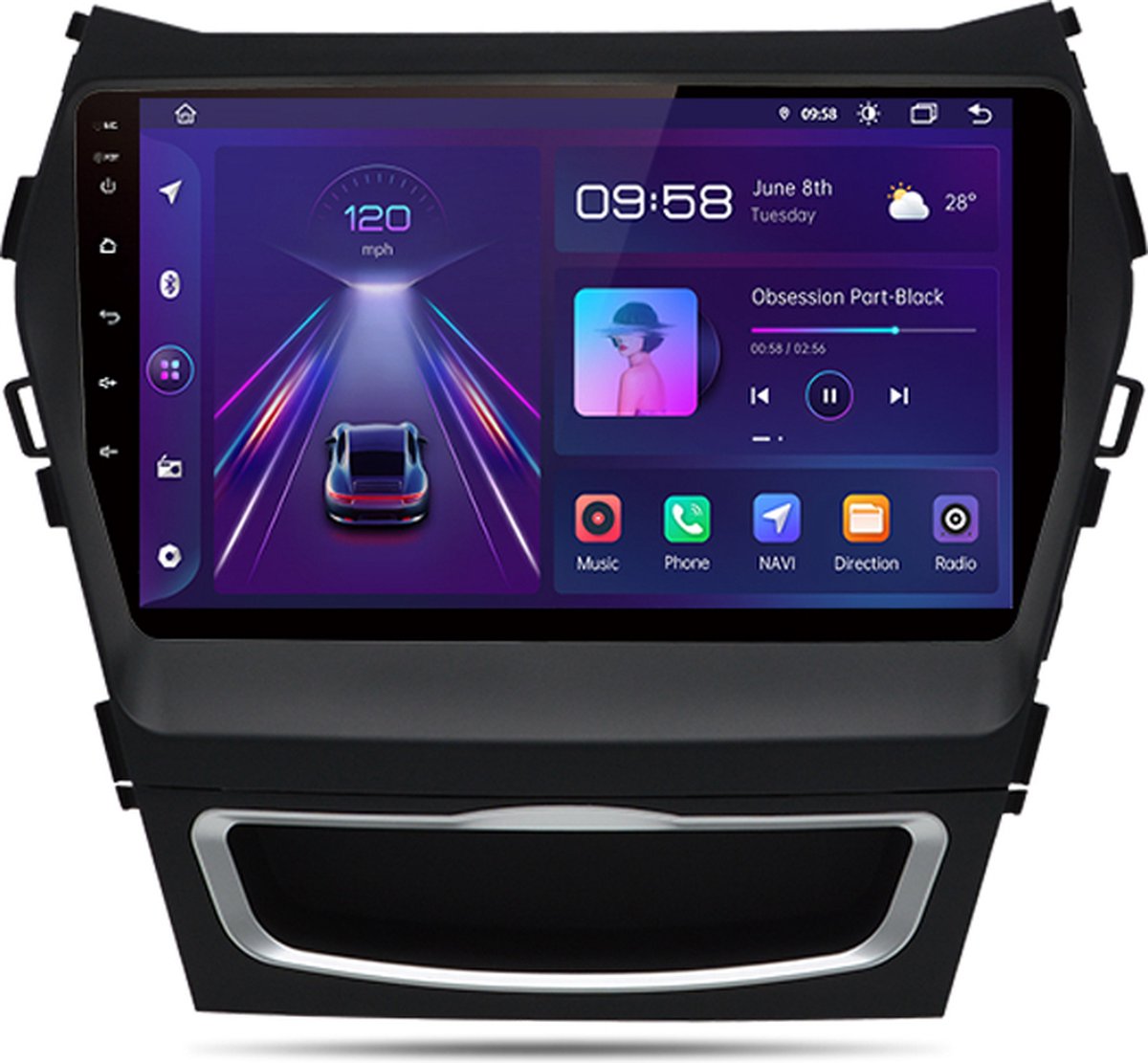 Hyundai Santa Fe 2013-2018 Android navigatie en multimediasysteem 1GB RAM 16GB ROM