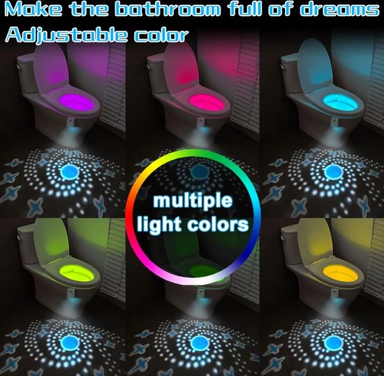 Veilleuses de toilettes, lumière de cuvette de toilette activée par le Motion , 7 couleurs changeantes, décoration de salle de bains, veilleuse LED Smart