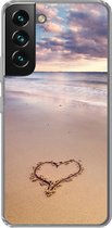 Geschikt voor Samsung Galaxy S22 Plus hoesje - Hart op het strand in Nederland - Siliconen Telefoonhoesje