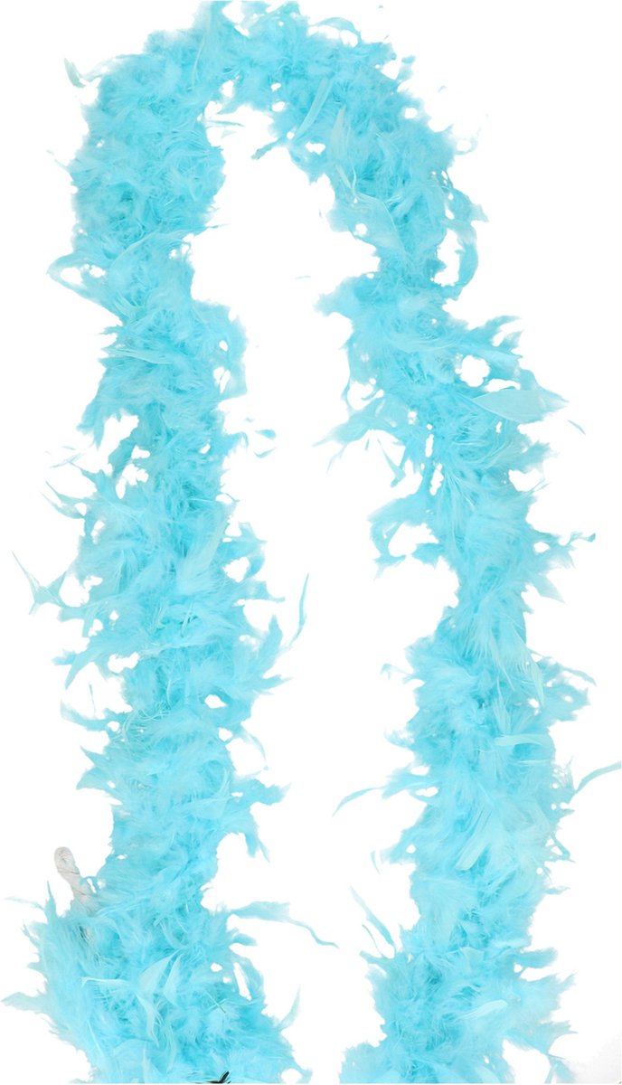 Atosa Carnaval verkleed boa met veren - 2x - ijs blauw - 180 cm - 45 gram - Glitter and Glamour
