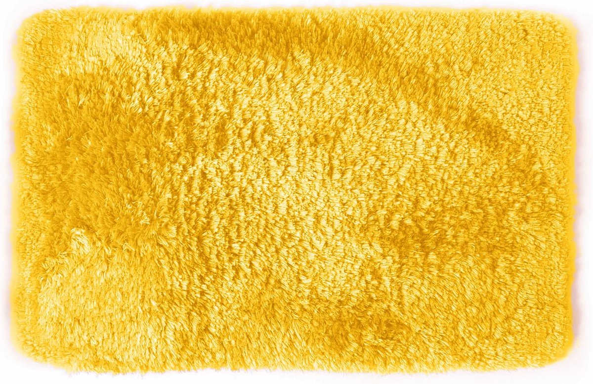 Spirella badkamer vloer kleedje/badmat tapijt - Supersoft - hoogpolig luxe uitvoering - geel - 40 x 60 cm - Microfiber - Anti slip - Sneldrogend