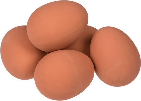 Stuiterend fop ei - 5x - rubber - bruin - 5 cm - stuiterbal fop eieren