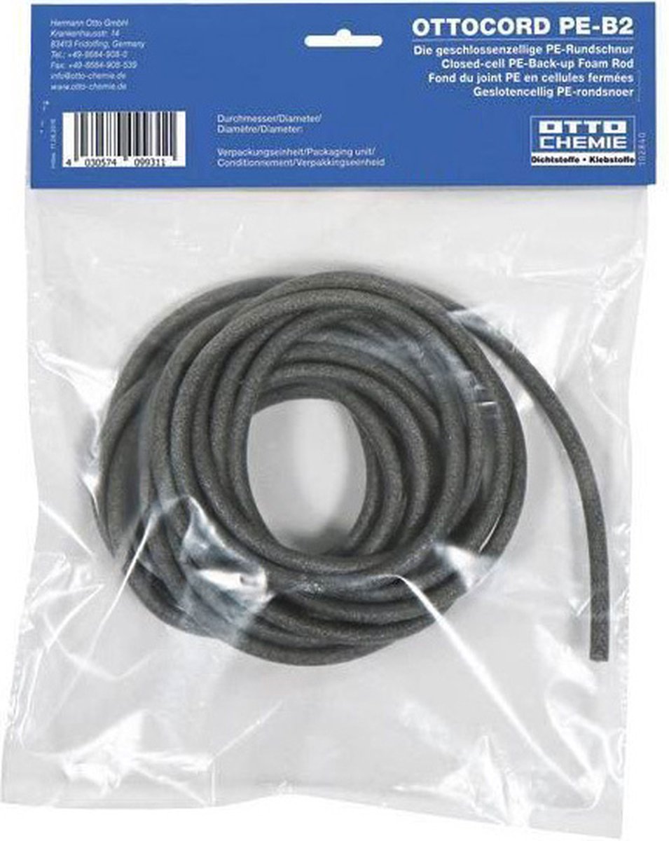 Ottocord PE-B2 rugvulling geslotencellig - 10 mm x 5 m - voor diepe voegen onder kit afdichting
