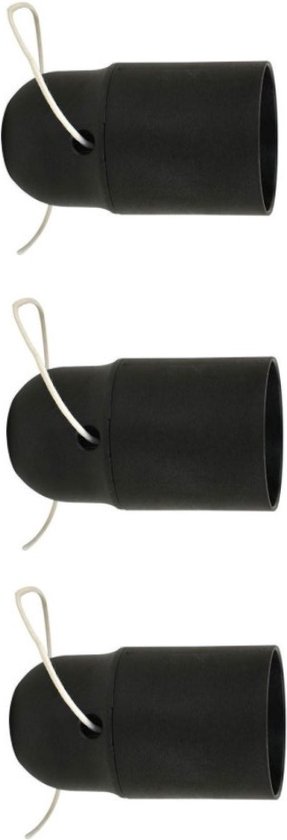 Douille avec interrupteur à tirette - Lisse - E27 - Zwart - Par 3 pièces