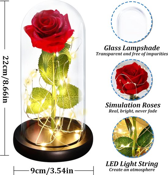 Galaxy Rose, eeuwig kristal LED-verlichting voor mama, schoonheid en beest roos, bloem cadeau voor verjaardag en Valentijnsdag vriendin en vrouw