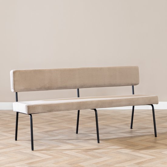 Bronx71® Velvet eetkamerbank Espen taupe 160 cm – eettafelbank – eetbank