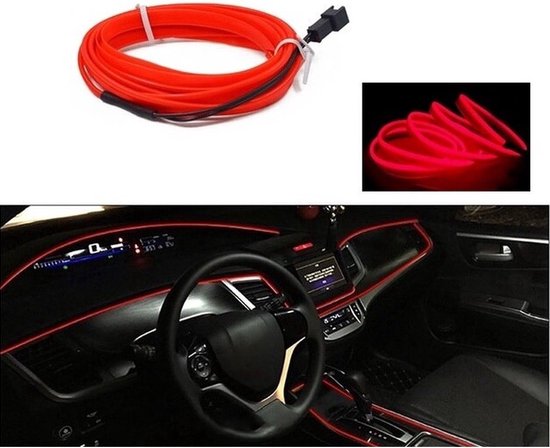 Bande LED - Siècle des Lumières intérieur de voiture - Prise USB - Rouge - 5 mètres