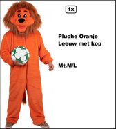 Pluche Oranje Leeuw met kop mascotte maat M/L+ - Holland Oranje Nederland thema feest party festival dieren EK voetbal