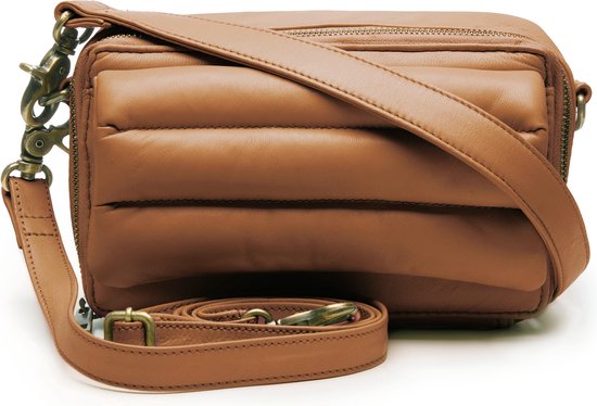 Chabo Bags - Donna Padded - Crossover - Schoudertas - gewatteerd - Leer - Cognac -Bruin