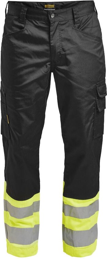 Jobman 2314 Hi-Vis Service Trousers 65231420 - Zwart/Geel - D104