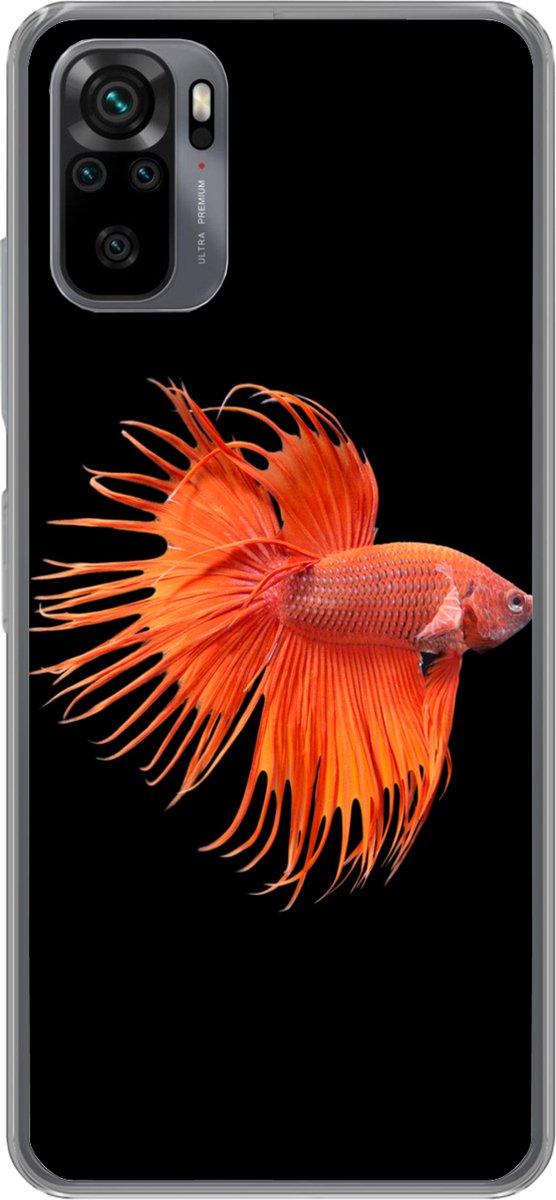 Telefoonhoesje Geschikt voor Xiaomi Geschikt voor Redmi Note 10 Pro hoesje - Vis - Wilde dieren - Zwart - Siliconen Telefoonhoesje Telefoonhoesje