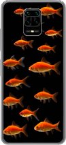 Geschikt voor Xiaomi Redmi Note 10 Lite hoesje - Goudvis - Dieren - Zwart - Siliconen Telefoonhoesje