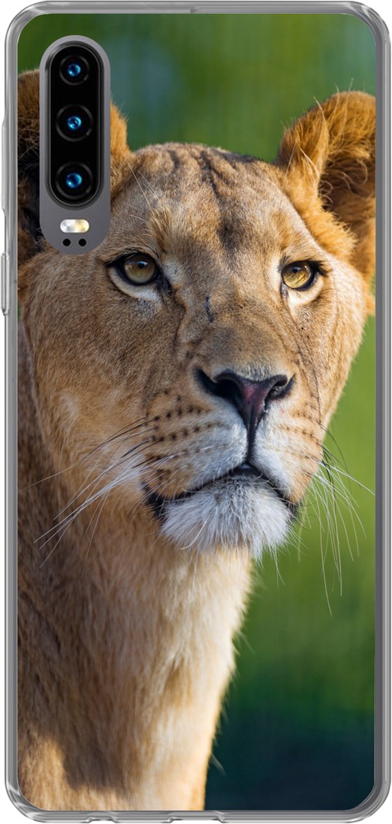 Geschikt voor Huawei P30 hoesje - Portret - Leeuw - Wild - Siliconen Telefoonhoesje