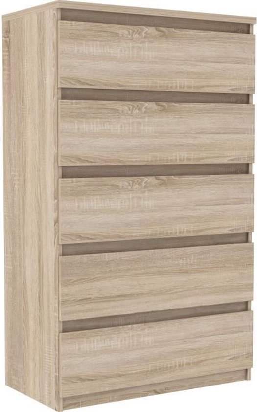 Prisme Ladekast 4 laden, wit, eiken decor