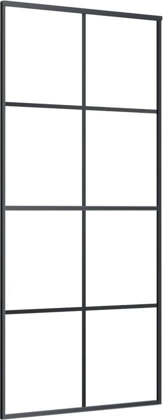 vidaXL - Schuifdeur - 90x205 - cm - ESG-glas - en - aluminium - zwart