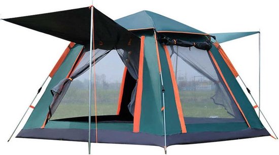 215*cm tent waterdicht UV-bescherming - vijf personen - groen oranje van Skandika — afbeelding 5