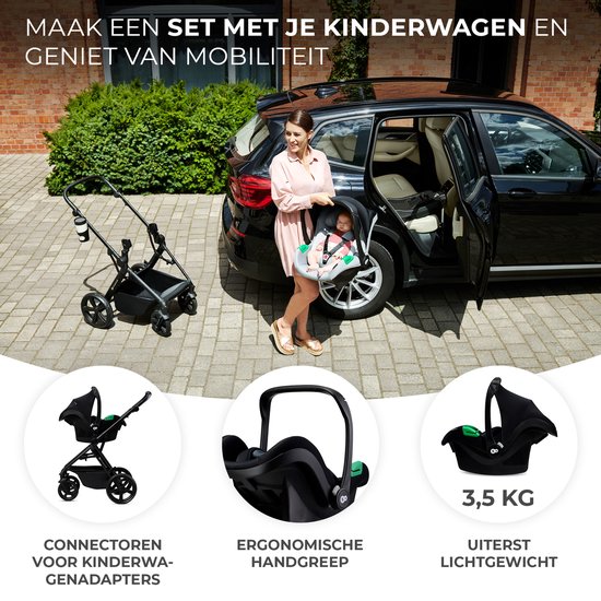 Kinderkraft NEWLY - Kinderwagenset 4in1 - Autostoel I-size met basis - Zwart van Kinderkraft — afbeelding 3