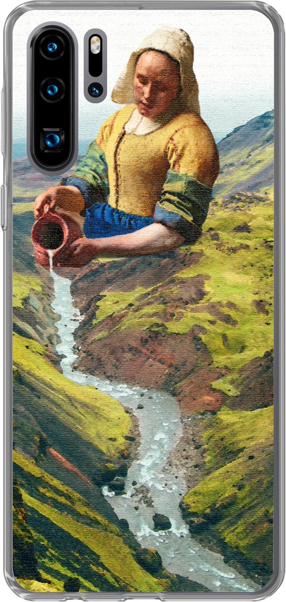 Telefoonhoesje Geschikt voor Huawei P30 Pro hoesje - Melkmeisje - Natuur - Vermeer - Siliconen Telefoonhoesje Telefoonhoesje