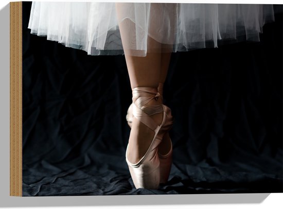 Hout - Ballerina - Balet - Schoenen - Dansen - 40x30 cm - 9 mm dik - Foto op Hout (Met Ophangsysteem)