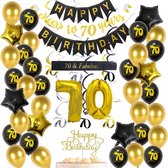 Décoration anniversaire 70 ans - guirlande joyeux anniversaire - pack complet avec ballons - grand ballon 70 - étoiles aluminium - guirlande 70 ans - décoration anniversaire noir doré