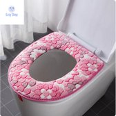 Housse de siège de toilette - Siège de toilette doux - Housse de siège de toilette - Housse de siège de toilette - Réutilisable - Lavable - Siège de toilette rose avec motif floral