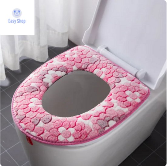 Foto: Toiletbril hoes zachte toiletzitting toiletbril cover wc bril cover herbruikbaar wasbaar roze toiletbril met bloemen patroon wc bril met bloemen