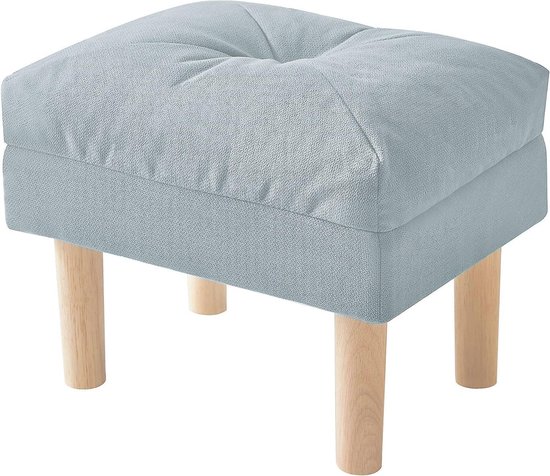 Repose-pieds avec coussin d'assise moelleux, grande assise, 4 pieds en bois épais, style scandinave, pour chambre à coucher, salon, chambre d'enfant, 40 x 29 x 32 cm, bleu clair