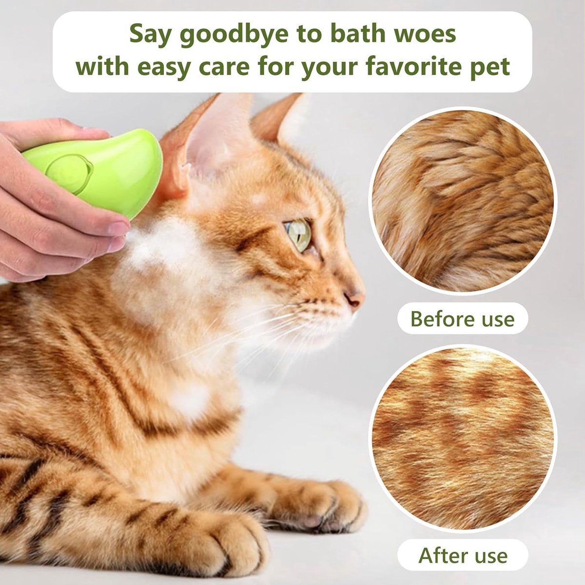 Katten Stoomborstel - Zelfreinigende Ergonomische Stoomborstel Voor Katten En Honden Met Vernevelaar