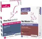 Bundel: Vlo, teek en ontwormen - Kat 1-2 kg - Flea Free Spot-on en No Worm Pro