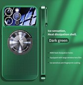 Coque de téléphone galvanisée super résistante à dissipation de la chaleur pour iPhone 15 Pro , placage magnétique, anti-dommages, anti-rayures, Protection , chargement sans fil, vert