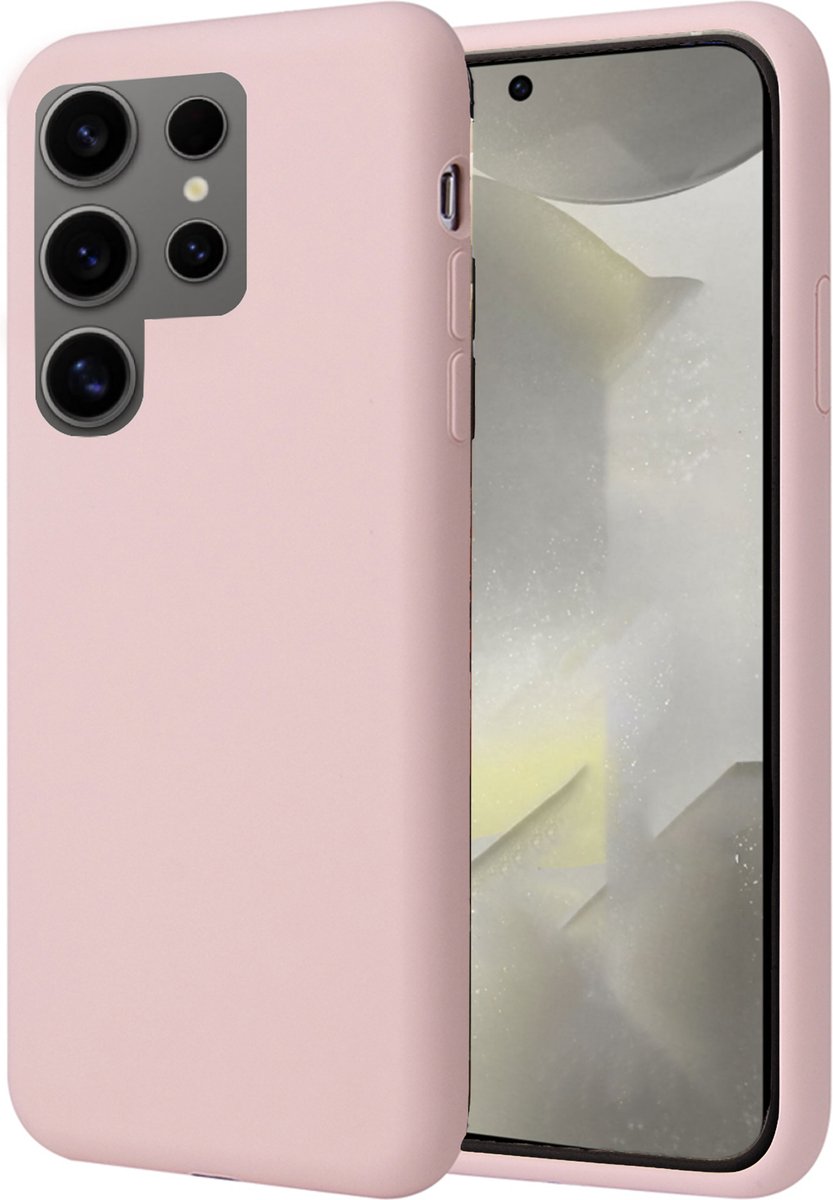 Geschikt voor Samsung Galaxy S24 Ultra - Hoesje - Suède Back Cover Case Rose