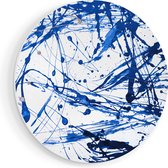 Artaza Forex Muurcirkel Abstracte Kunst Blauwe Verf - 70x70 cm - Wandcirkel - Rond Schilderij - Wanddecoratie Cirkel - Muurdecoratie