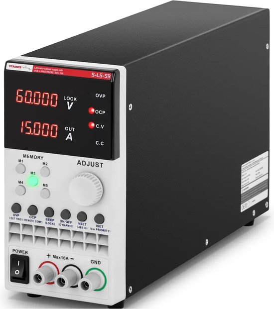 Stamos Laboratorium voeding - 0-60 V - 0-15 A DC - 300 W - USB / LAN / RS-232