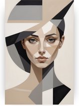 Vrouw geometrie poster - Vrouw poster - Poster abstract - Wanddecoratie modern - Poster slaapkamer - Kunstwerk - 80 x 120 cm