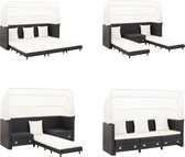 vidaXL Canapé-lit avec baldaquin 3 places extensible en polyrotin Noir - Canapé-lit - Canapés-lits - Chaise longue - Chaises longues