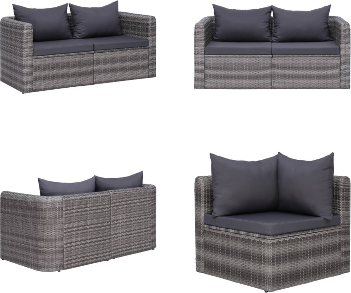 VidaXL Tuinhoekbanken 2 st poly rattan grijs Tuinbank Tuinbanken Buitenbank Buitenbanken
