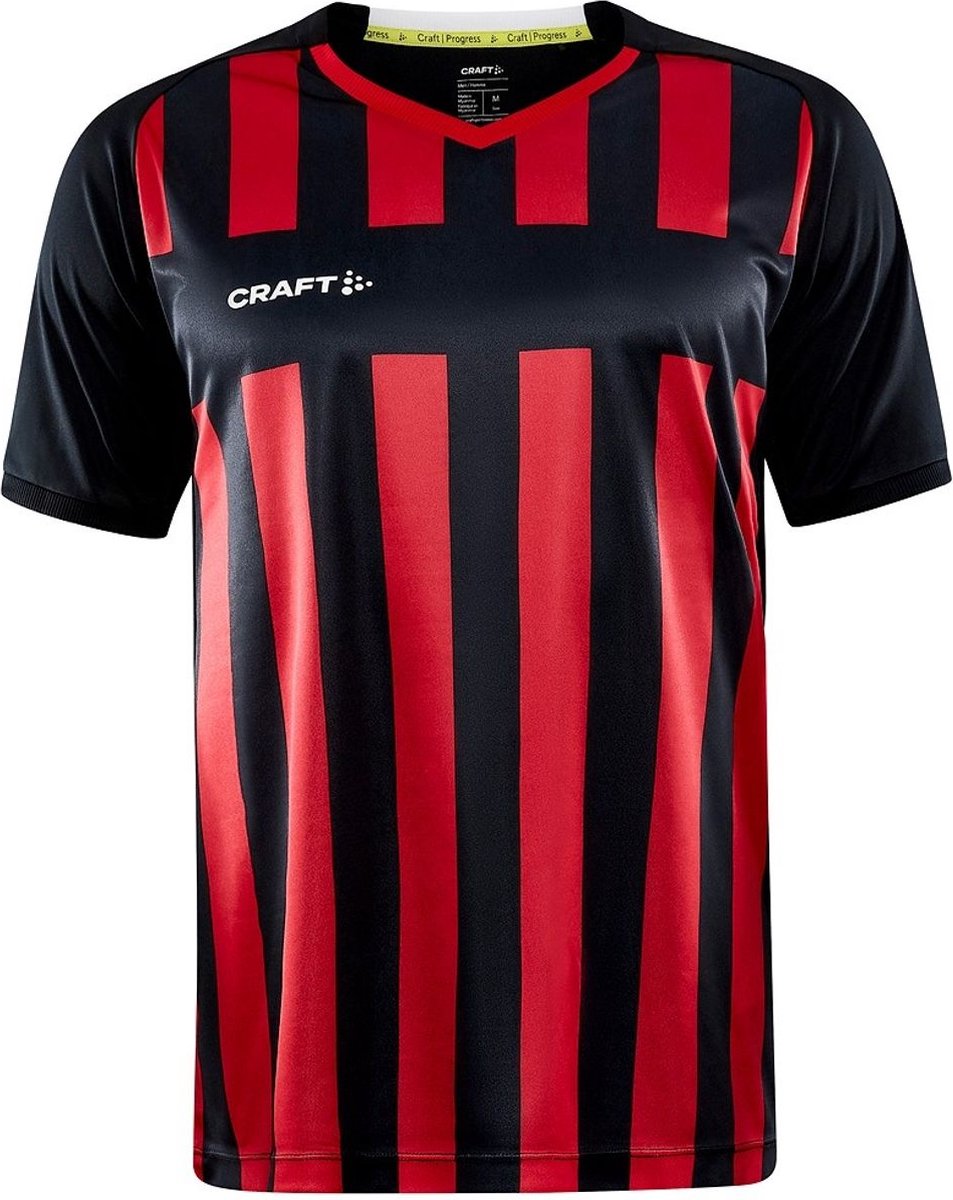 Craft Progress 2.0 Stripe Shirt Korte Mouw Heren - Zwart / Rood | Maat: XL