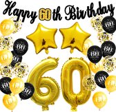 FeestmetJoep® 60 jaar verjaardag versiering & ballonnen - Goud & Zwart