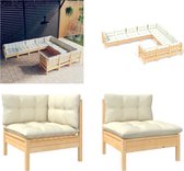 vidaXL 10-delige Loungeset met crèmekleurige kussens grenenhout - Loungeset - Loungesets - Lounge Set - Lounge Sets