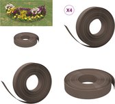 vidaXL Tuinranden 4 st 10 m 10 cm polyetheen bruin - Tuinrand - Tuinranden - Gazonrand - Grasrand