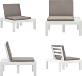 vidaXL Loungestoel met kussen kunststof wit - Tuinloungestoel - Tuinloungestoelen - Tuinstoel - Tuinstoelen