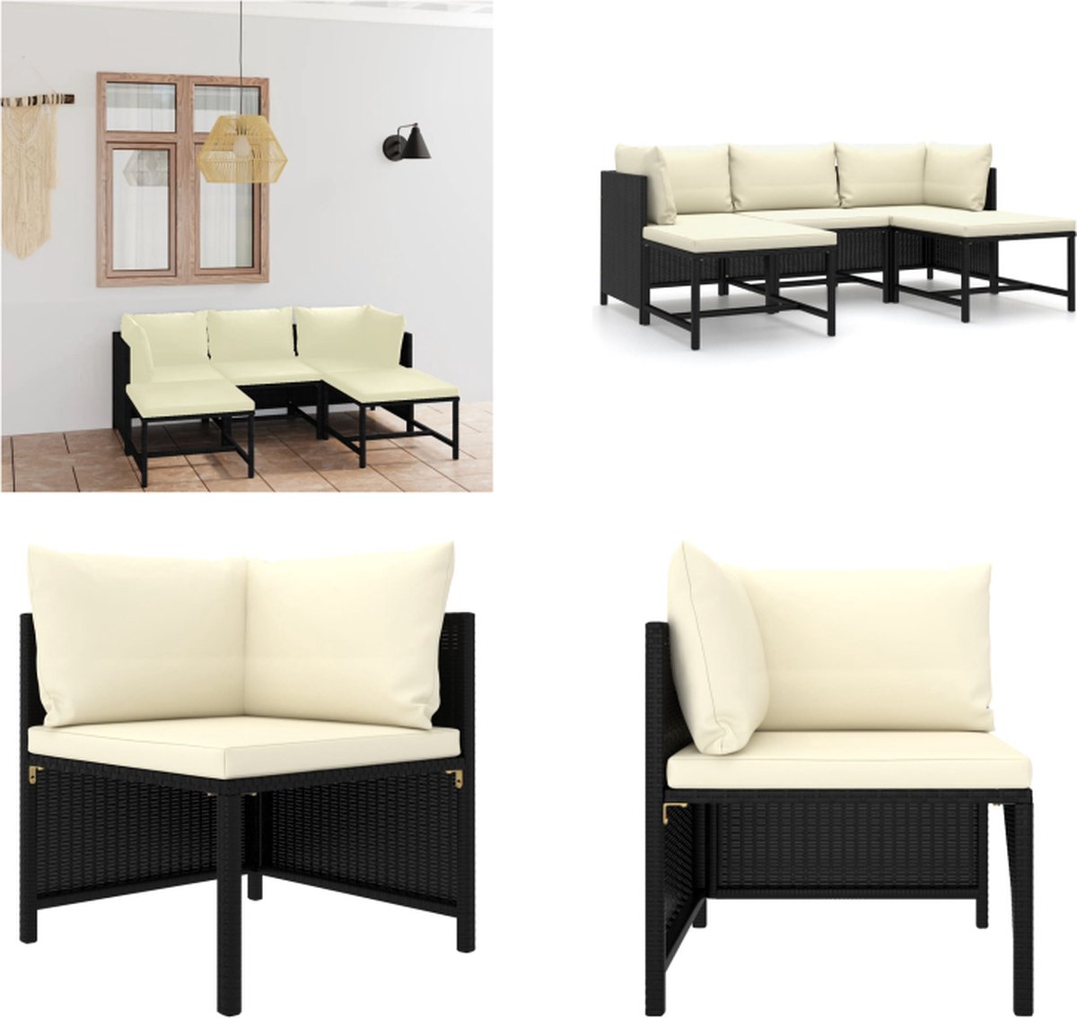 Vidaxl Tuinset Zwart Loungeset