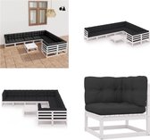 vidaXL 10-delige Loungeset met kussens massief grenenhout wit - Loungeset - Loungesets - Tuinsets - Tuinsets