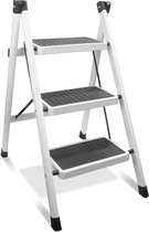 Ladder 3 treden, 3 treden, inklapbaar met anti-slip pedaal, draagbare trapladder, 3 treden, keuken stepstoel, vouwladder 3 treden voor keuken en huishouden